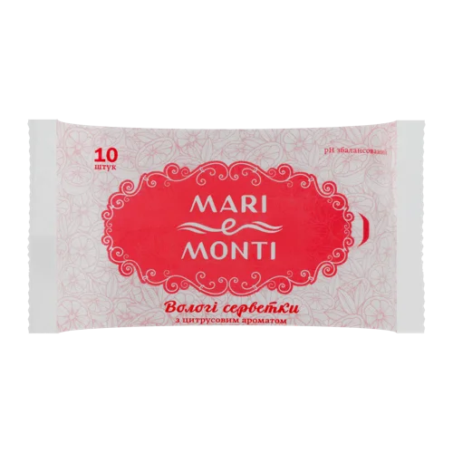 Вологі Серветки Цитрус MARI e MONTI, 10 шт, в/ґ