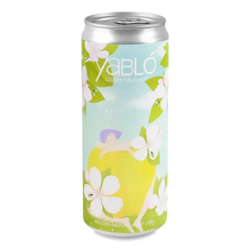 Сидр Яблучний Напівсухий Газований В/ґ, 0.33л, 2.9% Алк., Golden Delicious, з/б