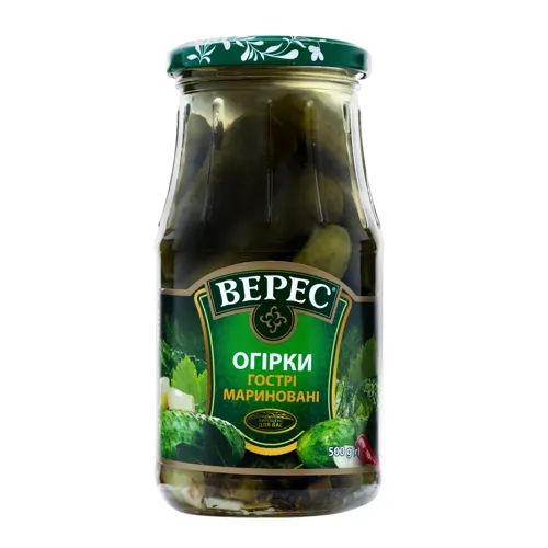 Огірки гострі мариновані Верес с/б 500г