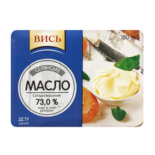 Масло 73% солодковершкове Селянське Вись м/у 180г