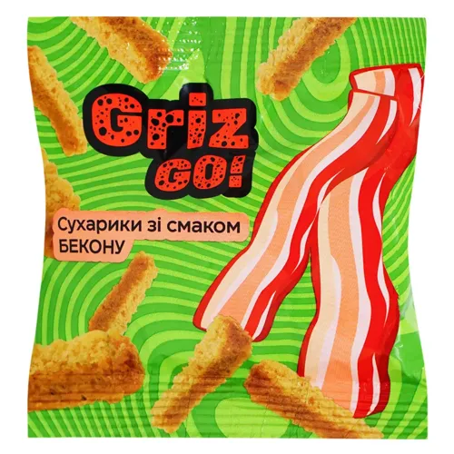 Сухарики GrizGo! пшенично-житні зі смаком бекону 35г