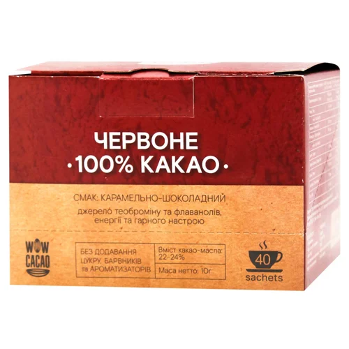 Какао-порошок WOW Cacao Червоне какао 100% 40х10г