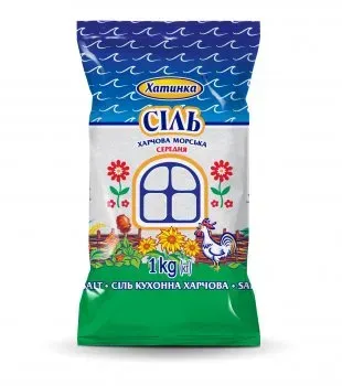 Сіль морська Хатинка харчова середня В*, 1кг