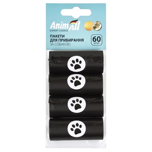 Пакети AnimAll для прибирання за собакою 4 рулони по 15 штук