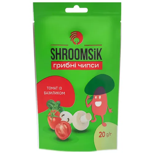 Чіпси грибні Shroomsik Томат з базиліком 20г