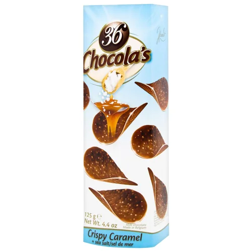 Чіпси шоколадні 36 Chocola’s із молочного шоколаду з солоною карамеллю 125г