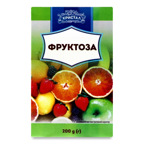 Фруктоза Кристал, Вищого Ґатунку, Картонна Упаковка, 200г