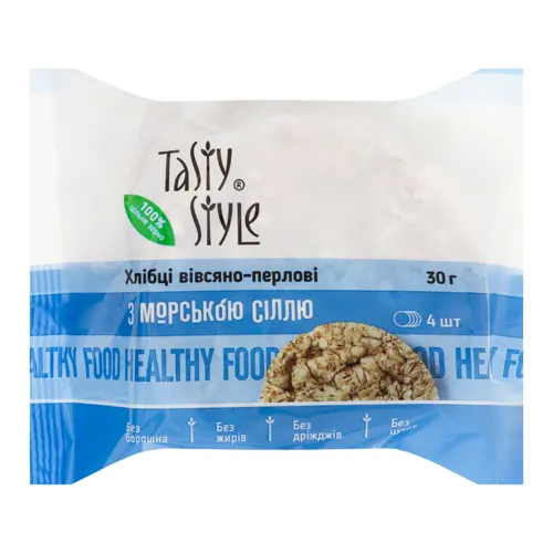 Хлібці вівсяно-перлові з морською сіллю Tasty Style 30г