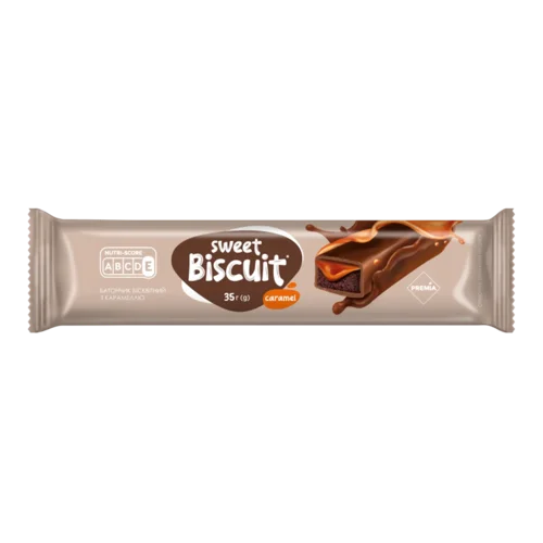 Батончик PREMIA Sweet Biscuit бісквітний з карамеллю