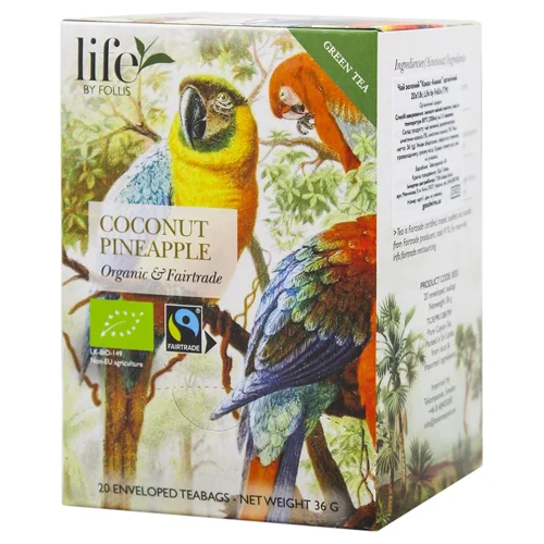 Чай зелений Life by Follis Кокос-ананас органічний 1,8г*20шт
