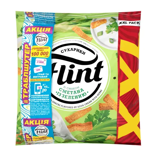 Сухарики пшенично-житні «Сметана із зеленню» Flint 150г
