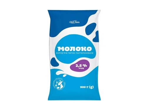 Молоко Своя лінія коров'яче питне пастеризоване 2,5% п/ет 0,9 кг