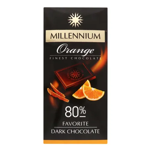 Шоколад 80% чорний Orange Favorite Millennium картонна упаковка 100г