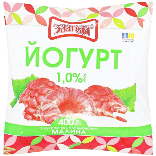 ЙОГУРТ 1% МАЛИНА 400Г П/Е ЗЛАГОДА