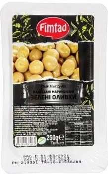 Оливки зелені Fimtad з кісточками надрізані 250г