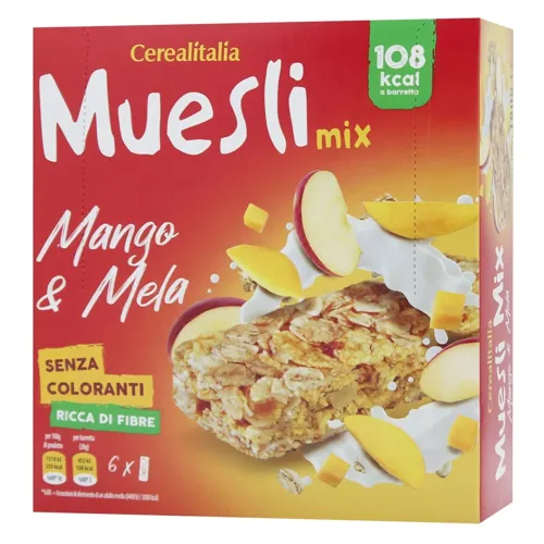 Батончики Cerealitalia Muesli Mix Манго та яблуко зернові 180г