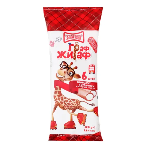 Батончики творожні 23% в молочній глазурі Граф Жираф Злагода м/у 6х20г