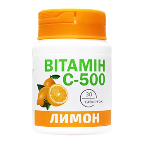 Добавка дієтична К&Здоров'я Вітамін С-500 зі смаком лимону 30 таблеток