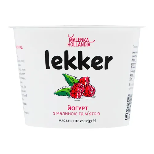 Йогурт 3% Малина-м'ята Lekker ст 250г