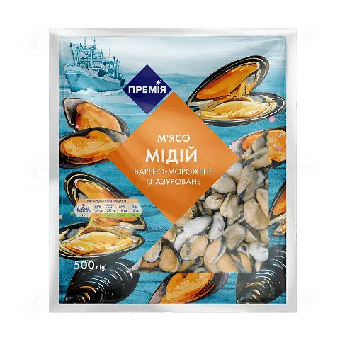 М'ясо мідій «Премія»® варено-морожене, 500г