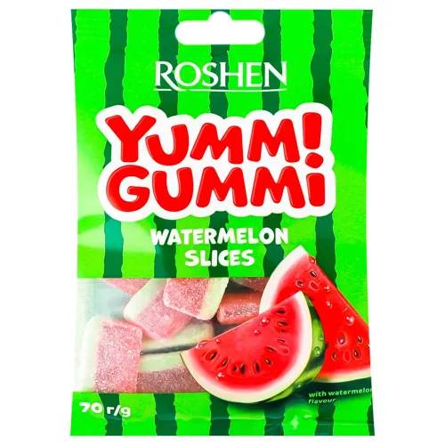 Цукерки желейні «Roshen Yummi Gummi» смак кавуна 70г