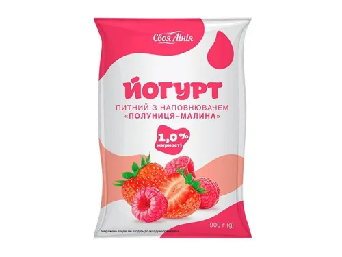 Йогурт Своя Лінія полуниця-малина 1%, 0,9 кг