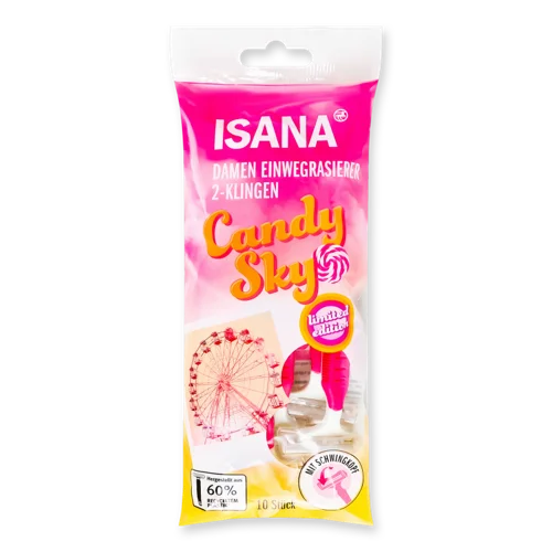 Станки Одноразові Для Гоління Жінок Candy Sky Isana, Подвійне Лезо, 10шт