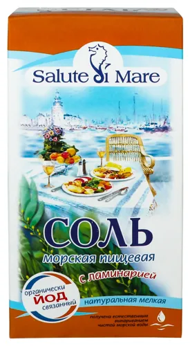 Сіль Salute di Mare морська харчова дрібна з ламінарією 750г