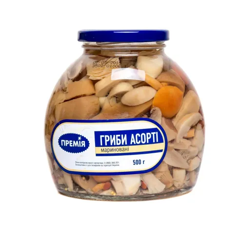 Гриби "Премія" Асорті в маринаді, 500г