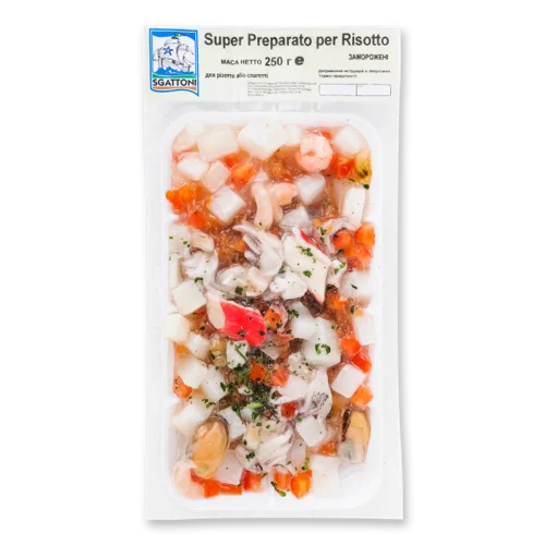 Мікс Морепродуктів Заморожений для Різотто або Спагетті, Super Preparato Per Risotto Sgattoni, Лоток 250г