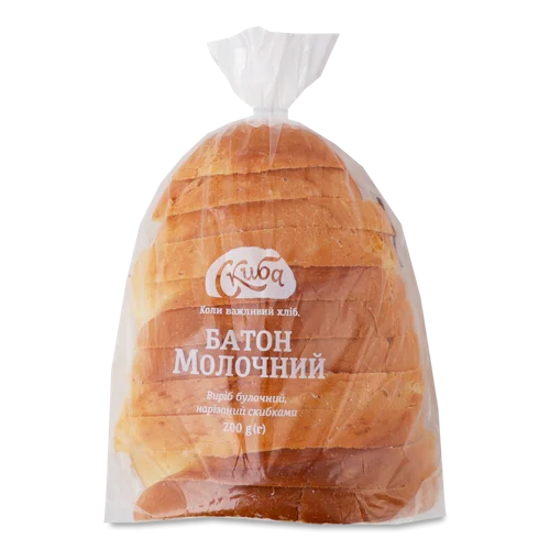 Батон Молочний в Нарізці, В/ґ, М'який, 200г