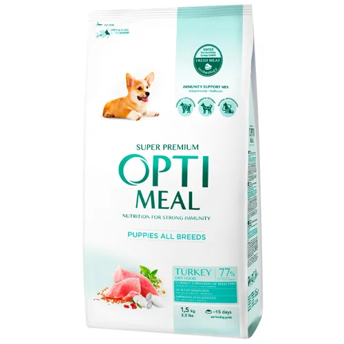 Корм сухий Optimeal з індичкою для цуценят всіх порід 1,5кг