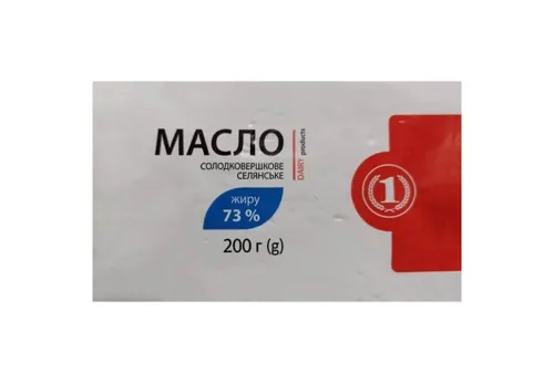 Масло Селянське солодковершкове 73% ТМ "1", 200г