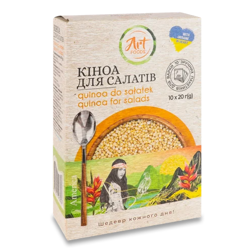 Кіноа Для Салатів Art Foods, Вищого Ґатунку, Картонна Упаковка, 10х20г