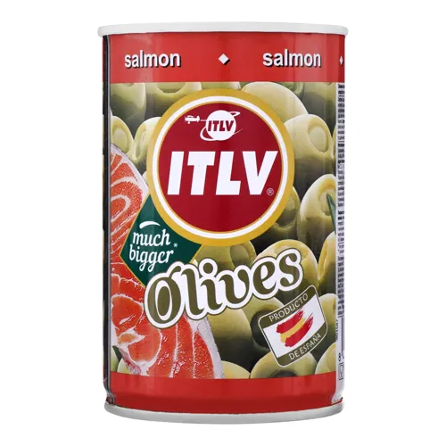 Оливки зелені фаршировані лососем ITLV з/б 300г