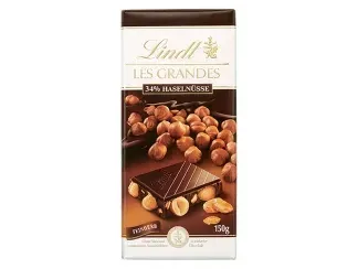 Шоколад чорний Lindt Les Grandes з цілим лісовим горіхом, 150г