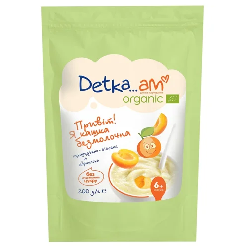 Каша Detka..am Organic безмолочна кукурудзяно-вівсяна з абрикосом 200г