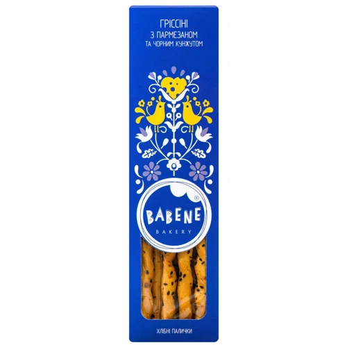 Грісіні Бабене з пармезаном та чорним кунжутом 125г