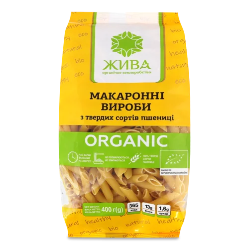 Вироби Макаронні Органічні З Твердих Сортів Пшениці Пера Жива, в/ґ, 400г