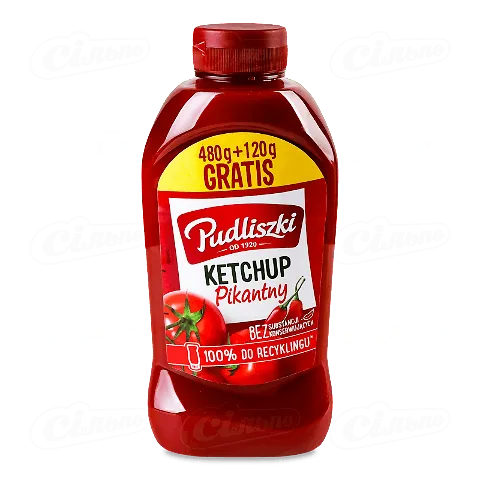 Кетчуп Pudliszki «Гострий» 480г + 120г, 600г