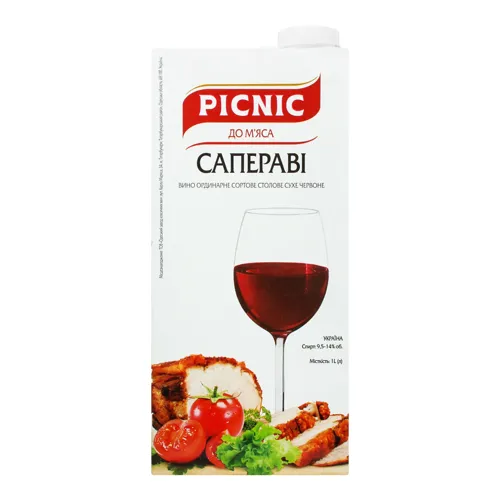 Вино 1л 9.5-14% червоне сухе Сапераві Picnic к/у