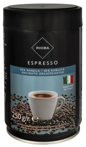 Кава натуральна смажена мелена Espresso Rioba з залізній банці 250г