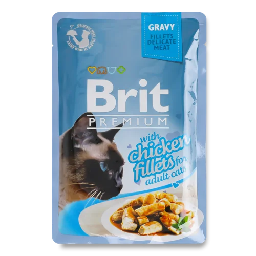 Вологий Корм Для Дорослих Котів Куряче Філе В Соусі Premium Brit, в/ґ, 85г