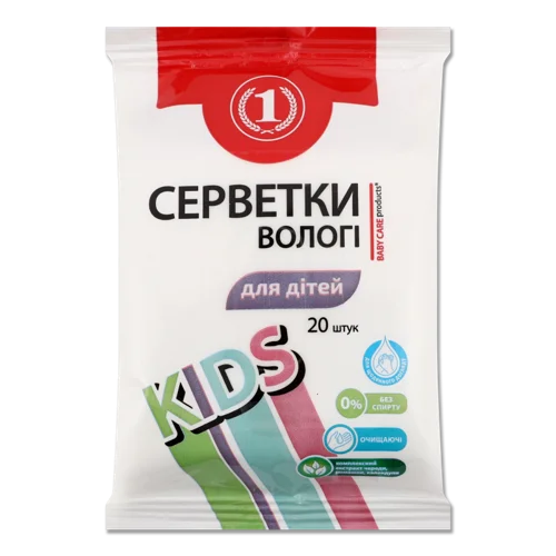 Вологі Серветки Для Дітей Kids ТМ 1, 20шт, в/ґ