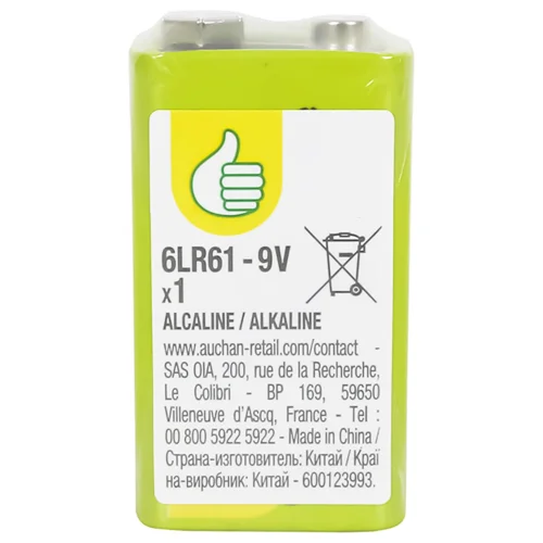Батарейки Auchan Basic 6F22 1шт