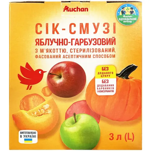 Сік-смузі яблучно-гарбузовий «АШАН»