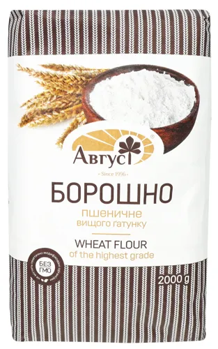 Борошно пшеничне вищого гатунку Август м/у 2кг