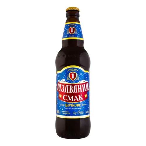 Пиво 0.5л 4.8% темне фільтроване Бочкове Різвяний Смак Перша приватна броварня пл