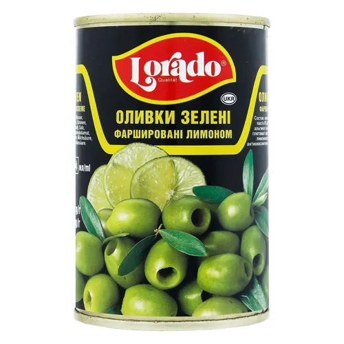 Оливки зелені з лимоном Лорадо 280г з/б