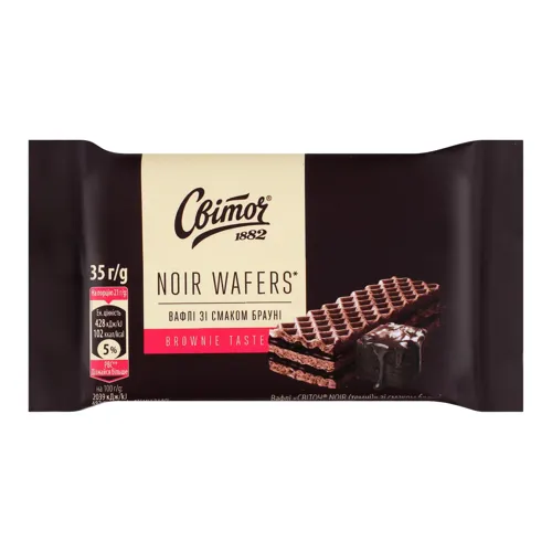 Вафлі зі смаком брауні Noir wafers Світоч м/у 35г